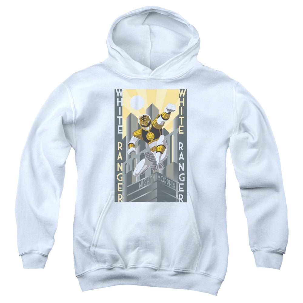 POWER RANGERS/WHITE RANGER DUO - YOUTH PULLOVER HOODIE - WHITE