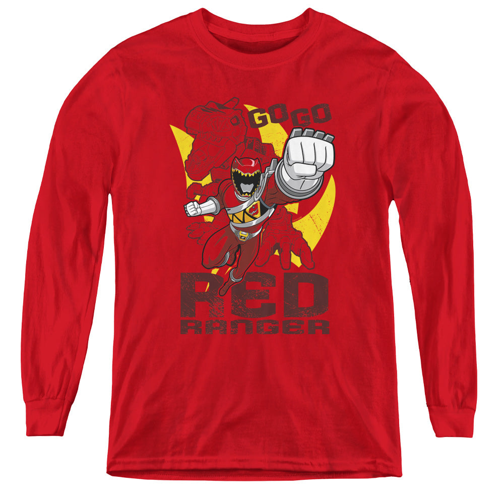 POWER RANGERS DINO CHARGE/GO RED - YOUTH LONG SLEEVE TEE - RED