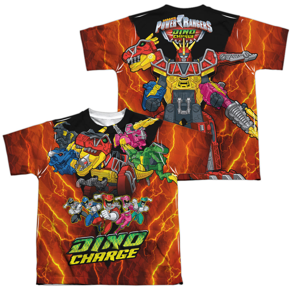 POWER RANGERS DINO CHARGE/ZORD POWER (FRONT/BACK PRINT) - S/S YOUTH POLY CREW - MULTI