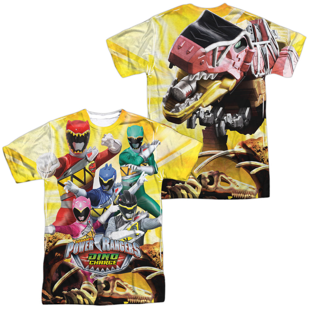 POWER RANGERS DINO CHARGE/CHARGED FOR BATTLE (FRONT/BACK PRINT) - S/S ADULT POLY CREW - MULTI