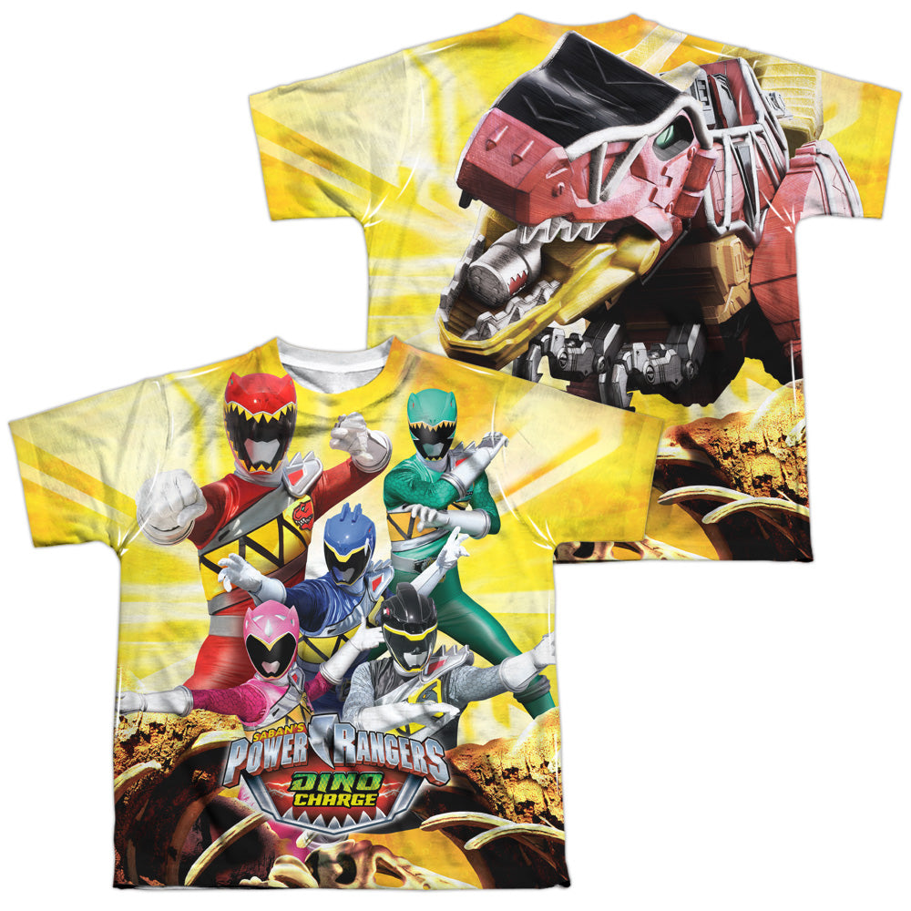 POWER RANGERS DINO CHARGE/CHARGED FOR BATTLE (FRONT/BACK PRINT) - S/S YOUTH POLY CREW - MULTI