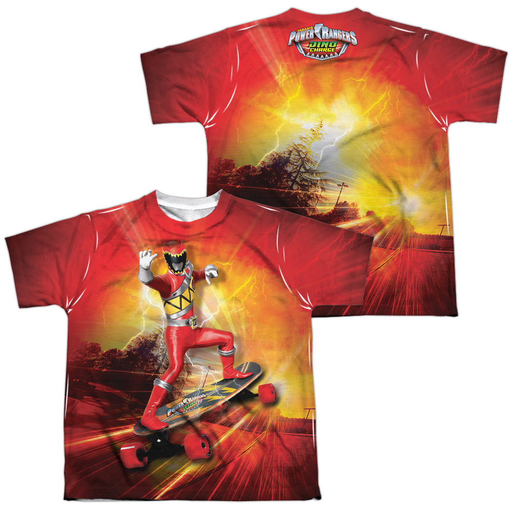 POWER RANGERS DINO CHARGE/SKATER (FRONT/BACK PRINT) - S/S YOUTH POLY CREW - MULTI