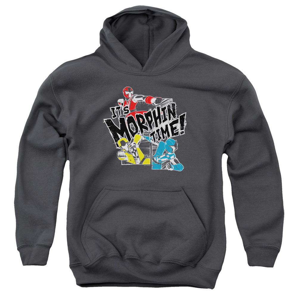 POWER RANGERS NINJA STEEL/PANELS - YOUTH PULLOVER HOODIE - CHARCOAL