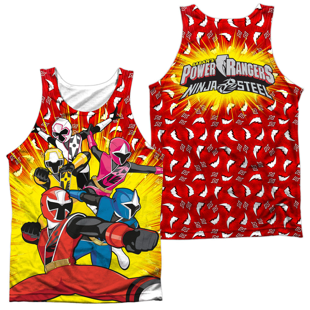 POWER RANGERS NINJA STEEL/GO GO NINJA STEEL (FRONT/BACK PRINT) - ADULT POLY TANK TOP - MULTI