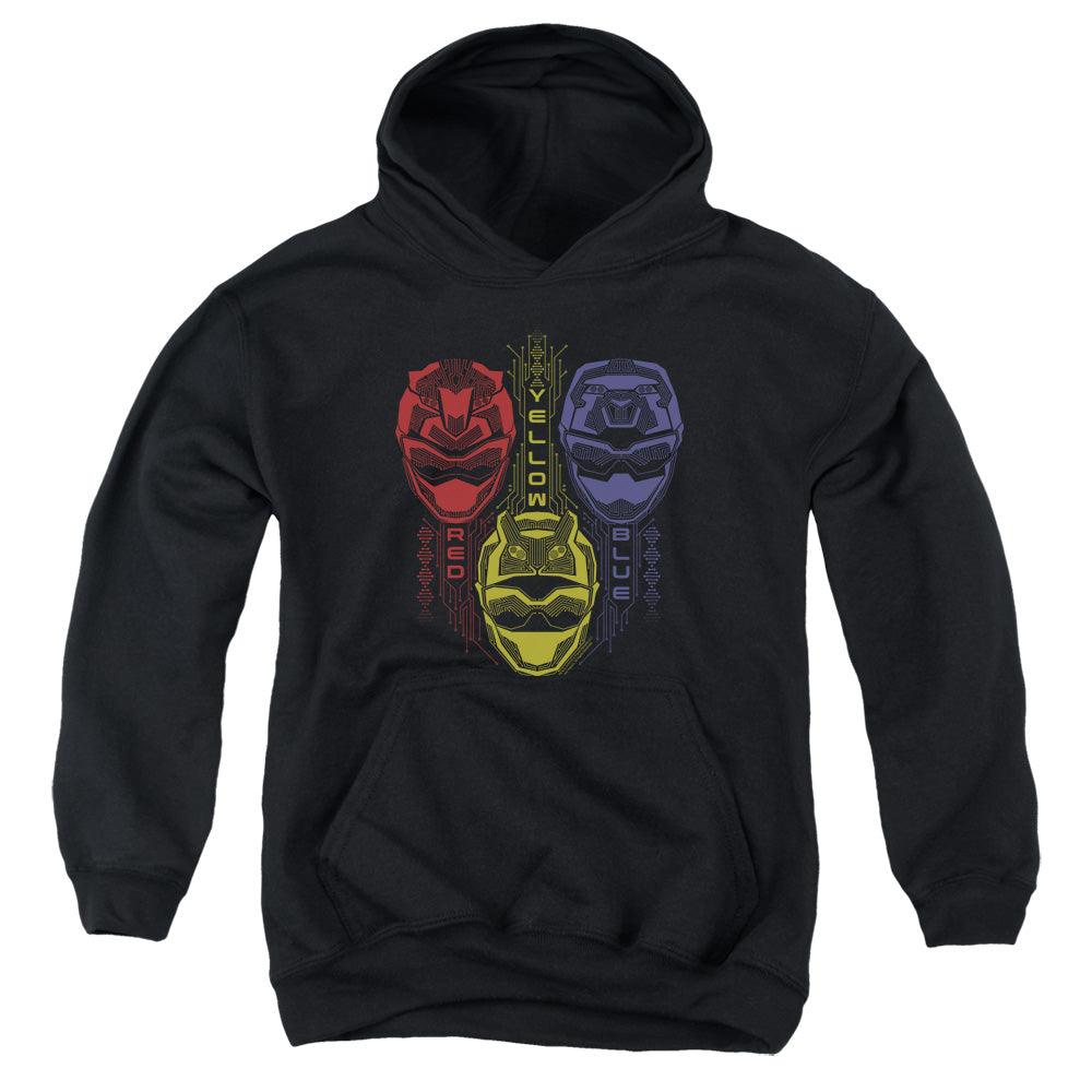POWER RANGERS BEAST MORPHERS/RED YELLOW BLUE - YOUTH PULLOVER HOODIE - BLACK