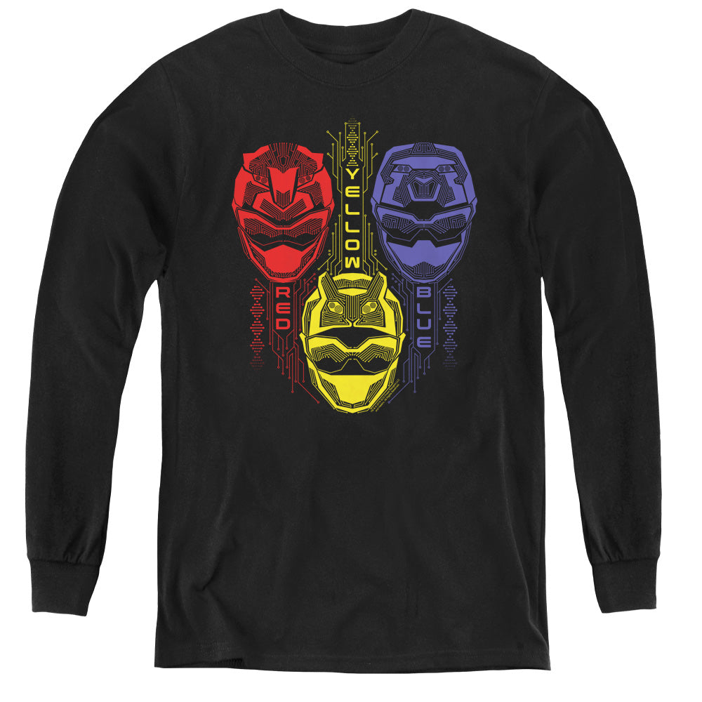POWER RANGERS BEAST MORPHERS/RED YELLOW BLUE - YOUTH LONG SLEEVE TEE - BLACK