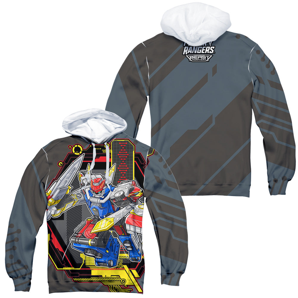 POWER RANGERS BEAST MORPHERS/MEGAZORD (FRONT/BACK PRINT) - ADULT POLY PULLOVER HOODIE - MULTI