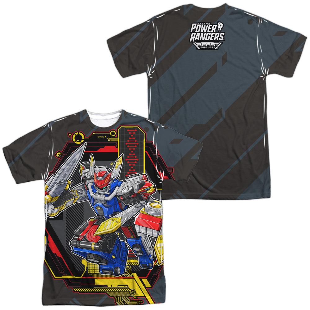 POWER RANGERS BEAST MORPHERS/MEGAZORD (FRONT/BACK PRINT) - S/S ADULT POLY CREW - MULTI