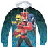 POWER RANGERS BEAST MORPHERS/BATTLE STANCE (FRONT/BACK PRINT) - ADULT POLY PULLOVER HOODIE - MULTI
