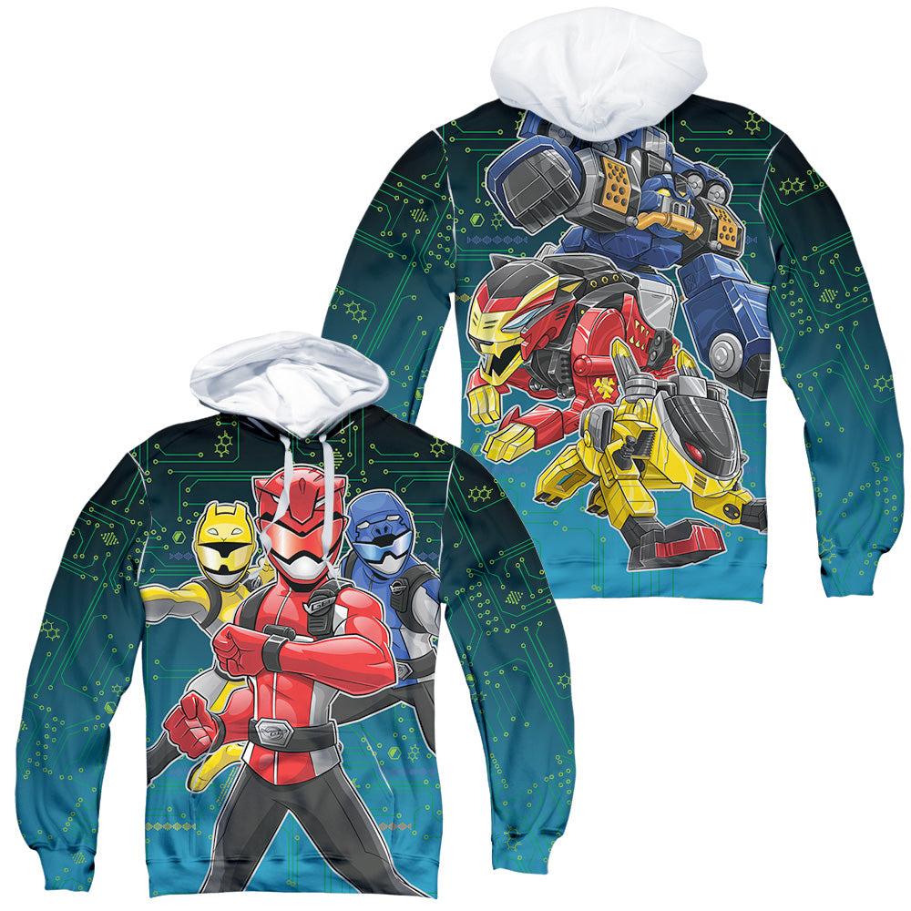 POWER RANGERS BEAST MORPHERS/BATTLE STANCE (FRONT/BACK PRINT) - ADULT POLY PULLOVER HOODIE - MULTI