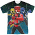 POWER RANGERS BEAST MORPHERS/BATTLE STANCE (FRONT/BACK PRINT) - S/S ADULT POLY CREW - MULTI