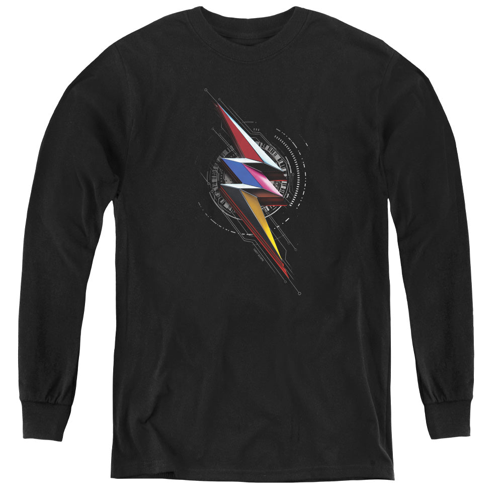 POWER RANGERS MOVIE/BOLT SIGIL - YOUTH LONG SLEEVE TEE - BLACK