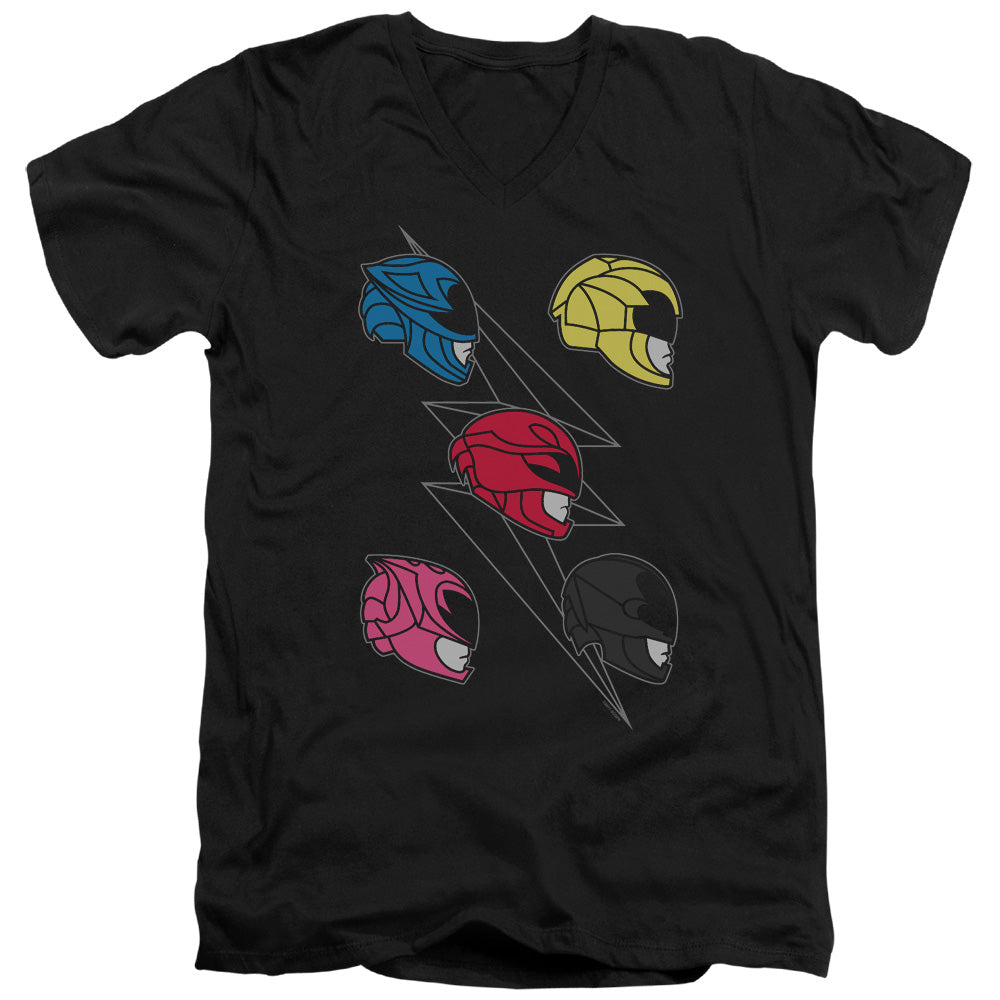 POWER RANGERS MOVIE/LINE HELMETS - S/S ADULT V-NECK 30/1 - BLACK