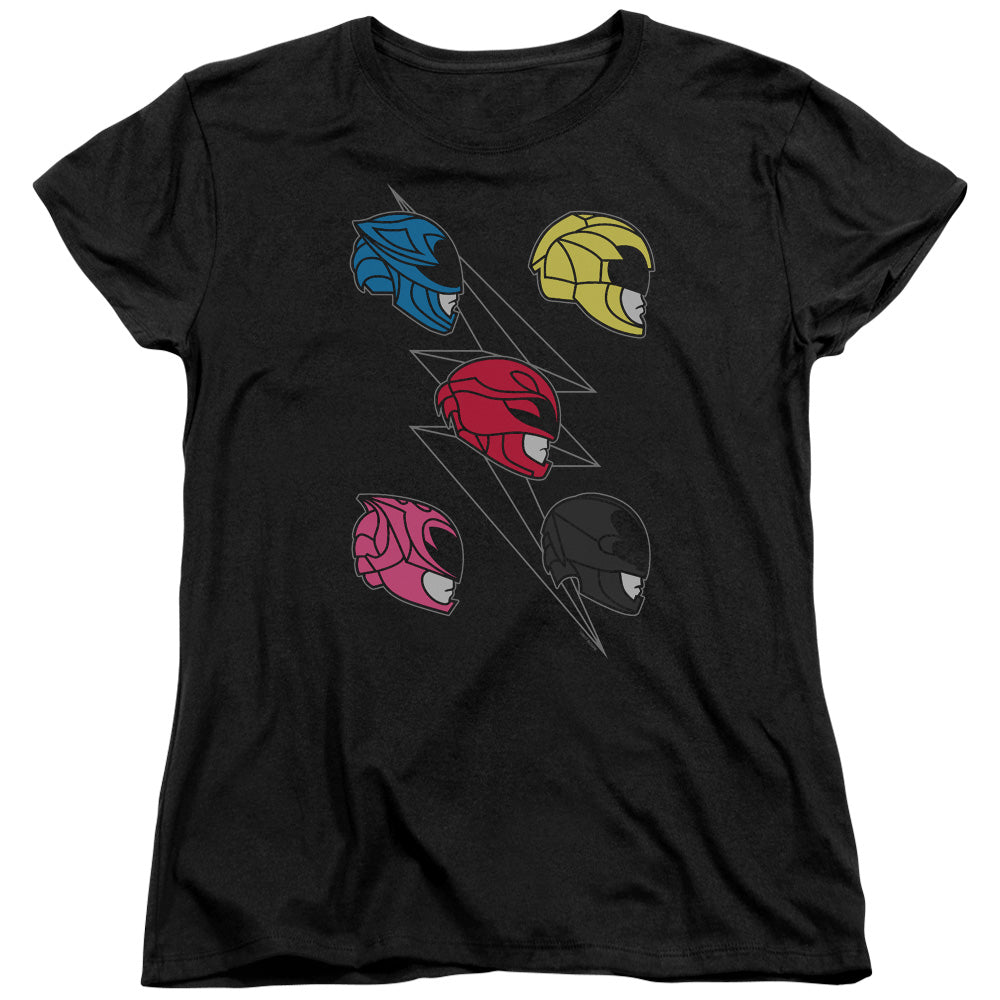 POWER RANGERS MOVIE/LINE HELMETS - S/S WOMENS TEE - BLACK