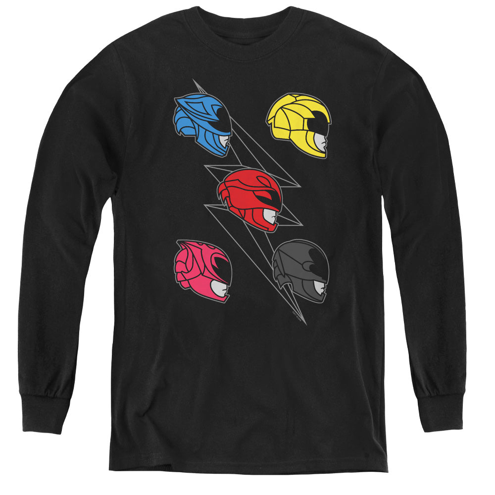 POWER RANGERS MOVIE/LINE HELMETS - YOUTH LONG SLEEVE TEE - BLACK