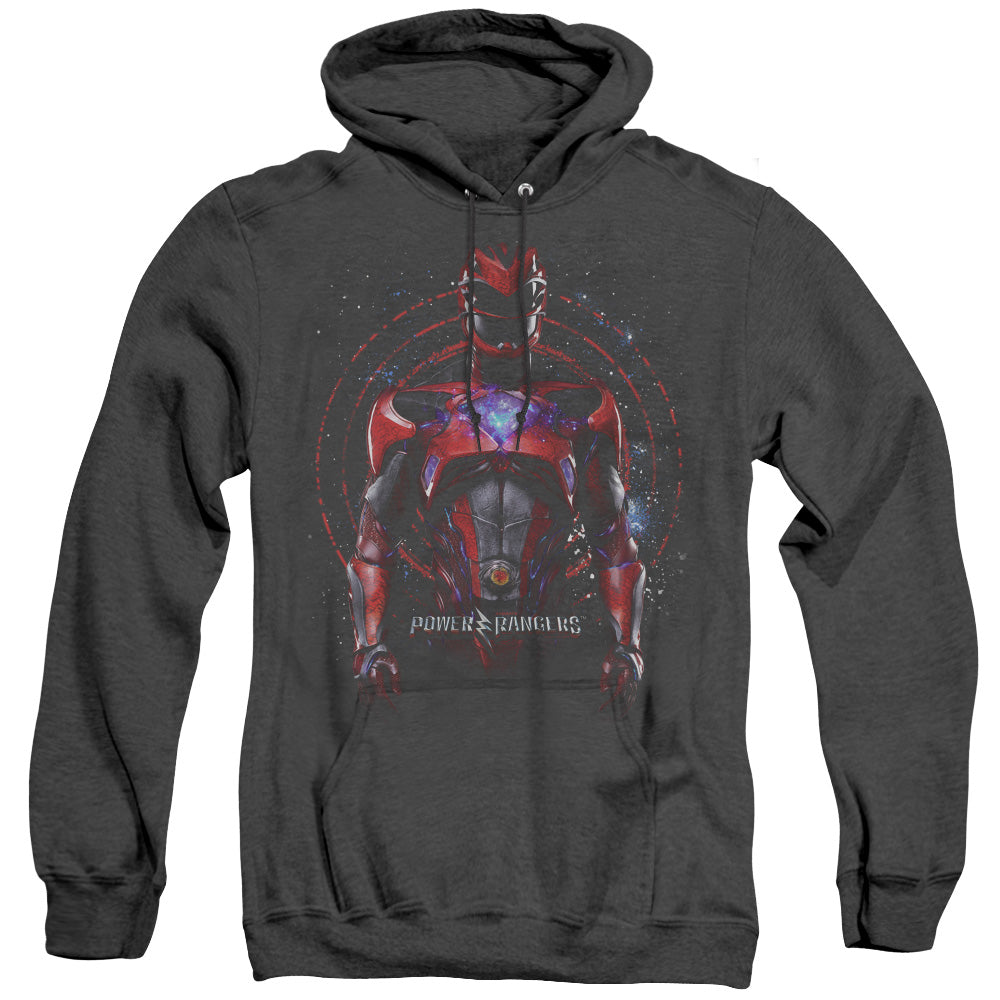 POWER RANGERS MOVIE/RED RANGER - ADULT HEATHER HOODIE - BLACK
