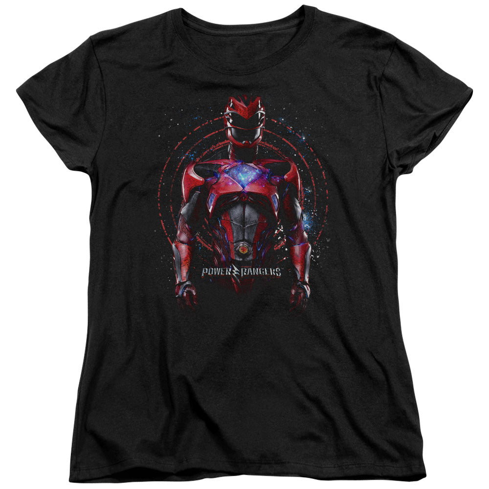 POWER RANGERS MOVIE/RED RANGER - S/S WOMENS TEE - BLACK