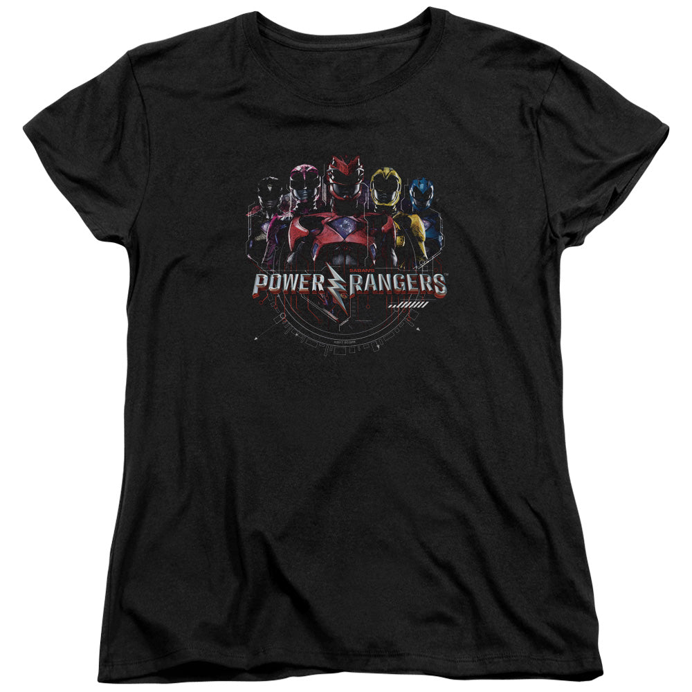 POWER RANGERS MOVIE/RANGER CIRCUITRY - S/S WOMENS TEE - BLACK