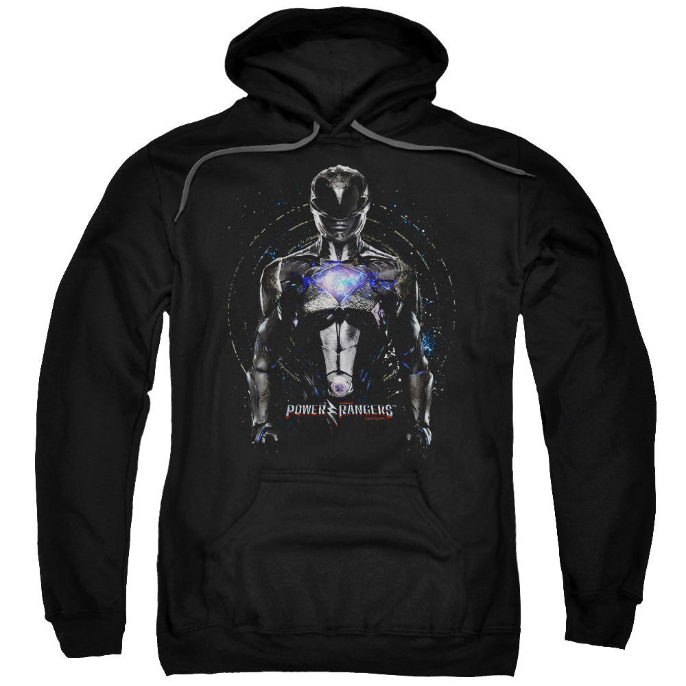 POWER RANGERS MOVIE/BLACK RANGER - ADULT PULLOVER HOODIE - BLACK