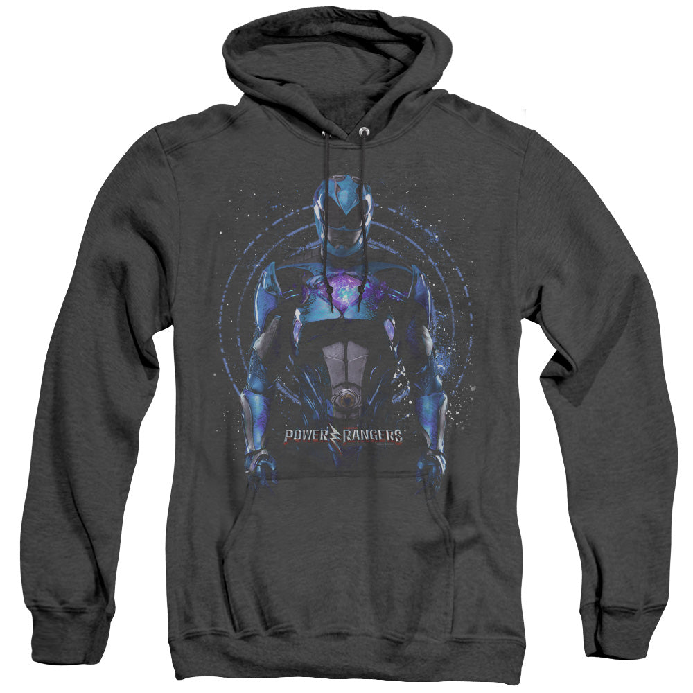 POWER RANGERS MOVIE/BLUE RANGER - ADULT HEATHER HOODIE - BLACK
