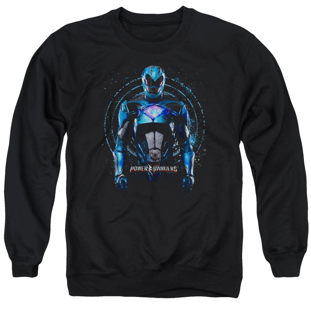 POWER RANGERS MOVIE/BLUE RANGER - ADULT CREWNECK SWEATSHIRT - BLACK