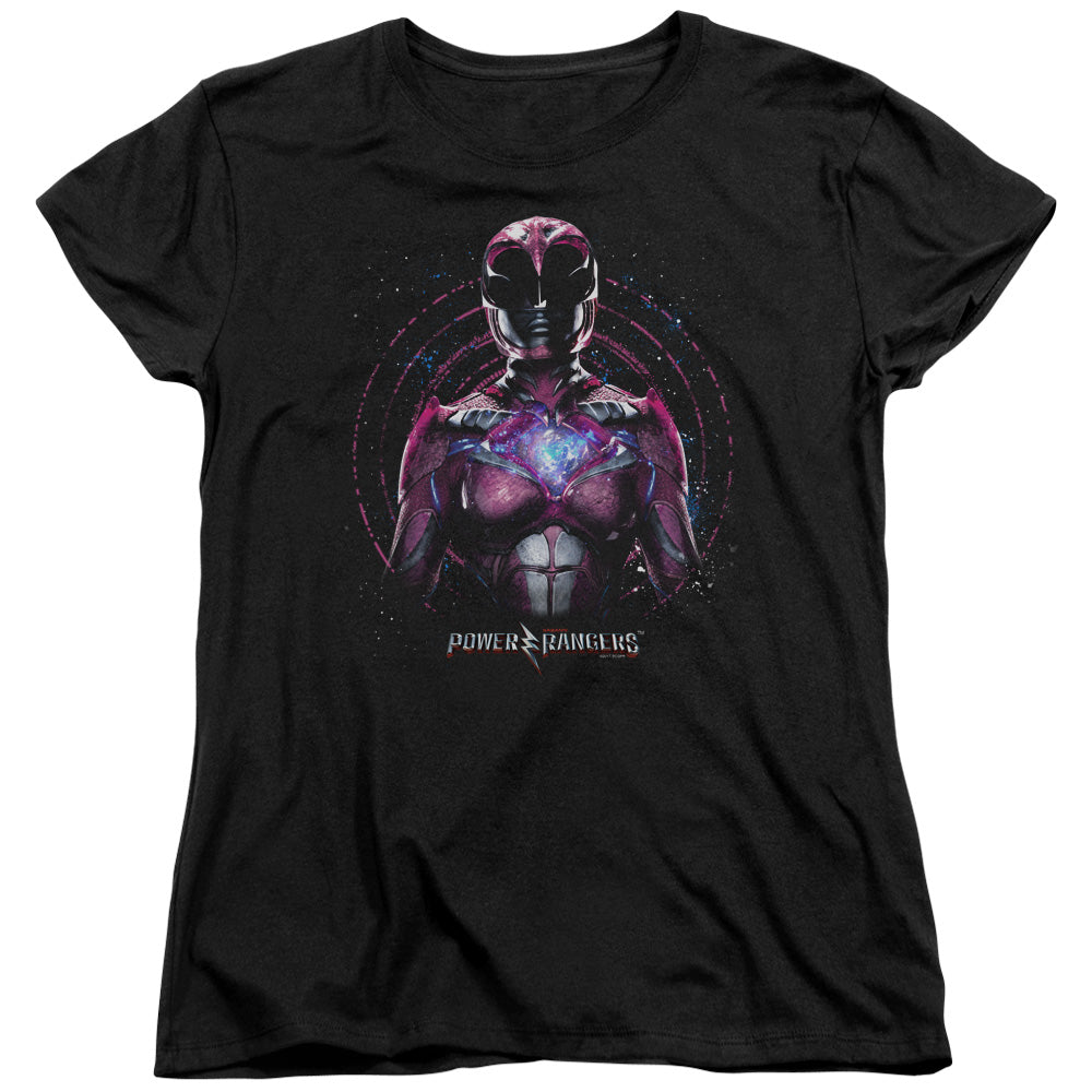 POWER RANGERS MOVIE/PINK RANGER - S/S WOMENS TEE - BLACK