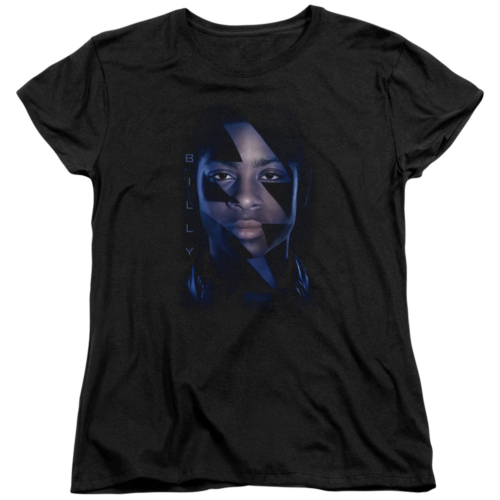 POWER RANGERS MOVIE/BILLY BOLT - S/S WOMENS TEE - BLACK