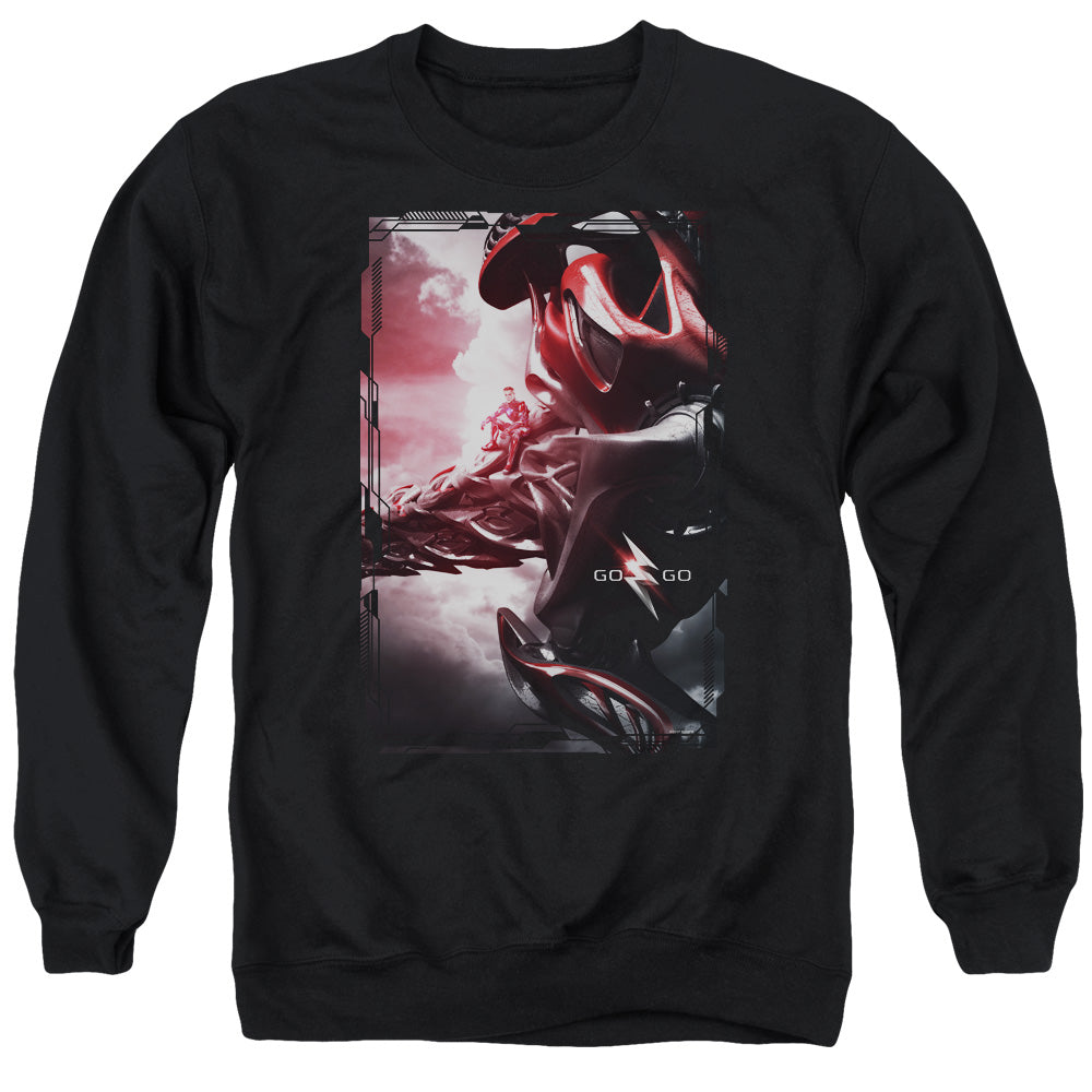 POWER RANGERS MOVIE/RED ZORD POSTER - ADULT CREWNECK SWEATSHIRT - BLACK