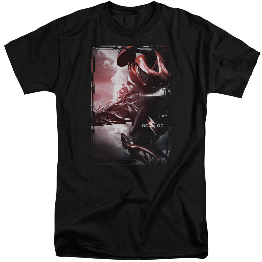POWER RANGERS MOVIE/RED ZORD POSTER - S/S ADULT TALL 18/1 - BLACK