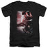 POWER RANGERS MOVIE/RED ZORD POSTER - S/S ADULT V-NECK 30/1 - BLACK