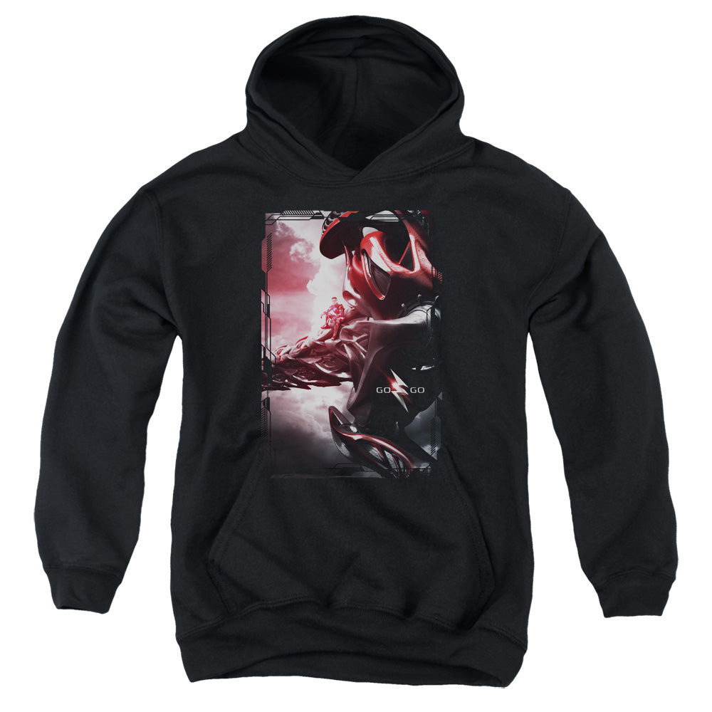 POWER RANGERS MOVIE/RED ZORD POSTER - YOUTH PULLOVER HOODIE - BLACK
