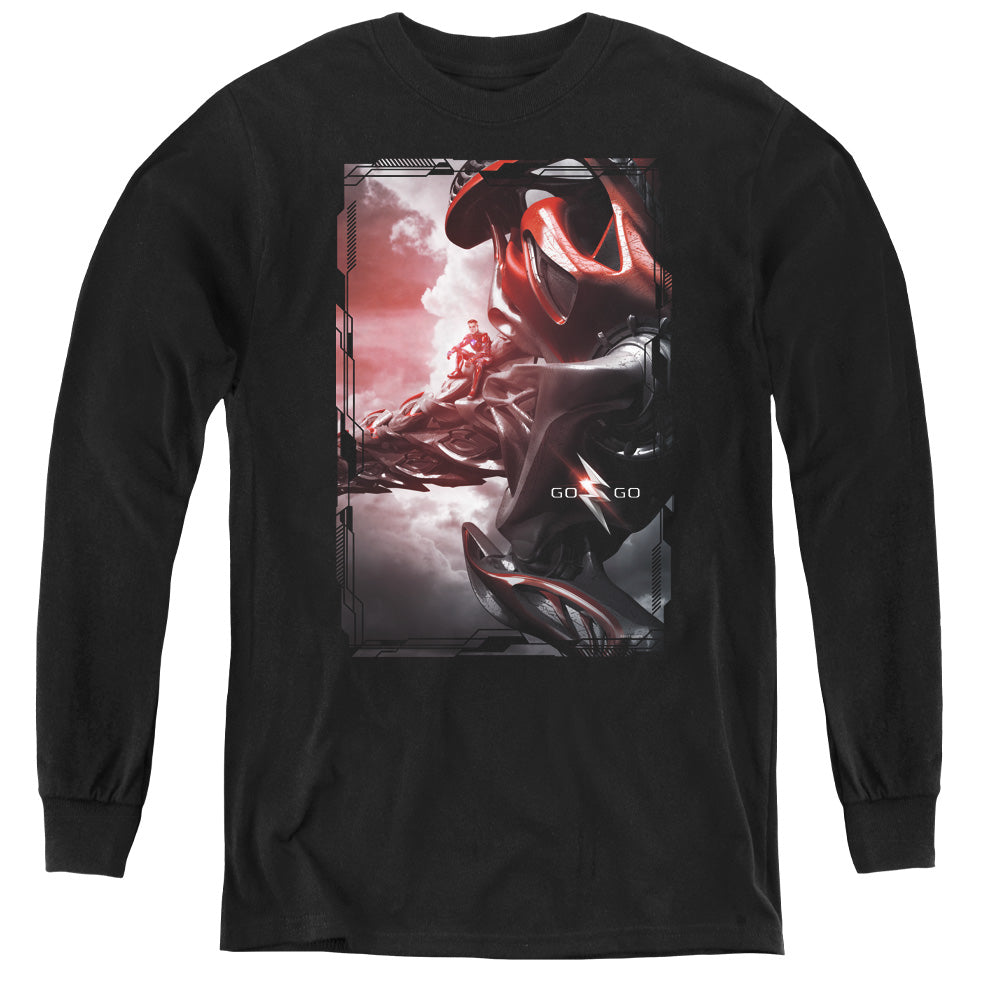 POWER RANGERS MOVIE/RED ZORD POSTER - YOUTH LONG SLEEVE TEE - BLACK