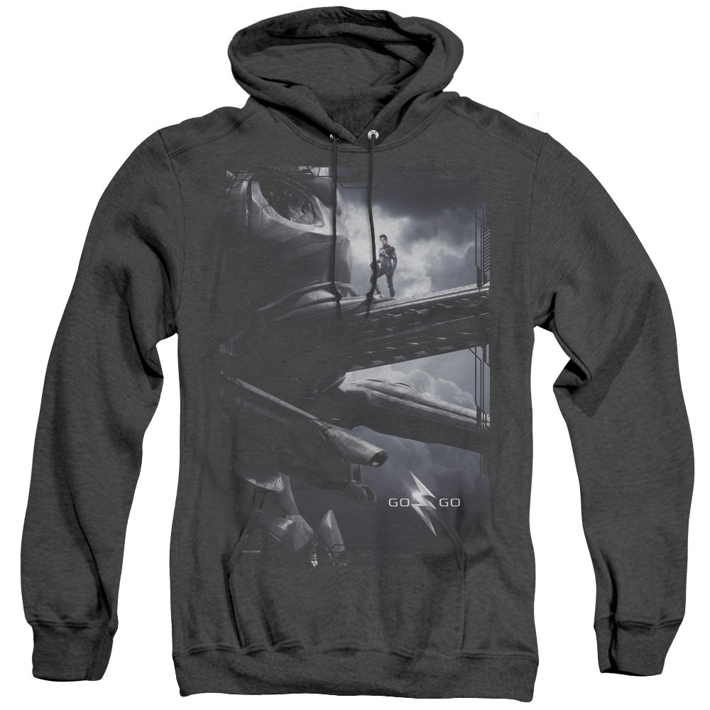 POWER RANGERS MOVIE/BLACK ZORD POSTER - ADULT HEATHER HOODIE - BLACK
