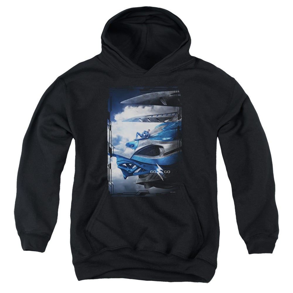 POWER RANGERS MOVIE/BLUE ZORD POSTER - YOUTH PULLOVER HOODIE - BLACK
