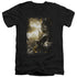POWER RANGERS MOVIE/YELLOW ZORD POSTER - S/S ADULT V-NECK 30/1 - BLACK