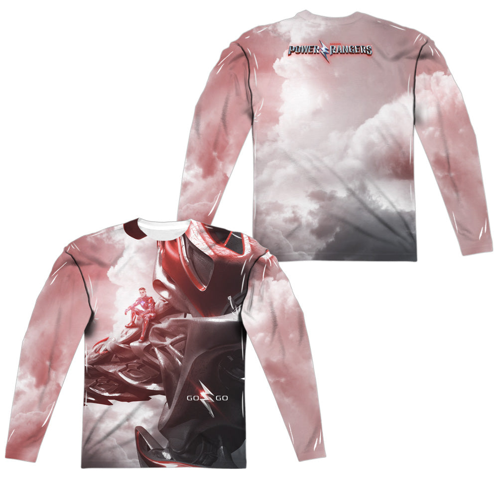 POWER RANGERS MOVIE/RED ZORD POSTER (FRONT/BACK PRINT) - L/S ADULT POLY CREW  - MULTI