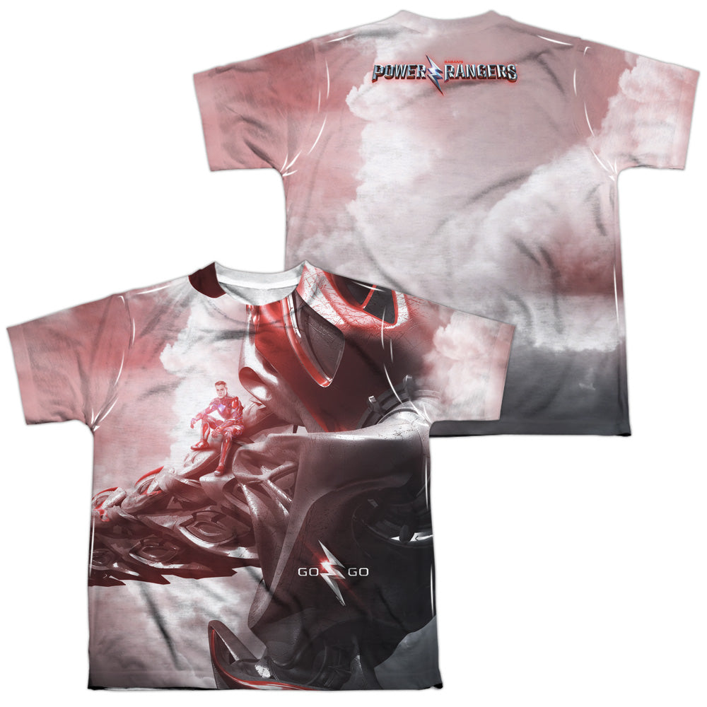 POWER RANGERS MOVIE/RED ZORD POSTER (FRONT/BACK PRINT) - S/S YOUTH POLY CREW - MULTI