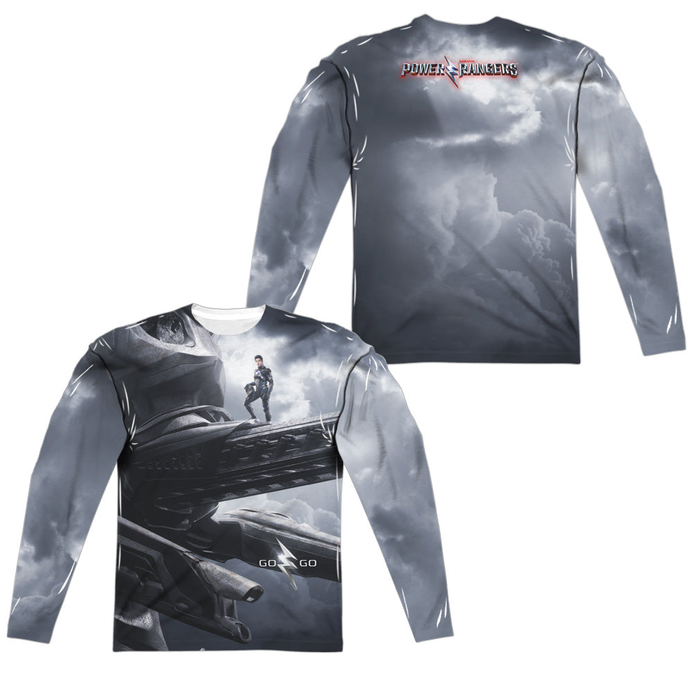 POWER RANGERS MOVIE/BLACK ZORD POSTER (FRONT/BACK PRINT) - L/S ADULT POLY CREW  - MULTI