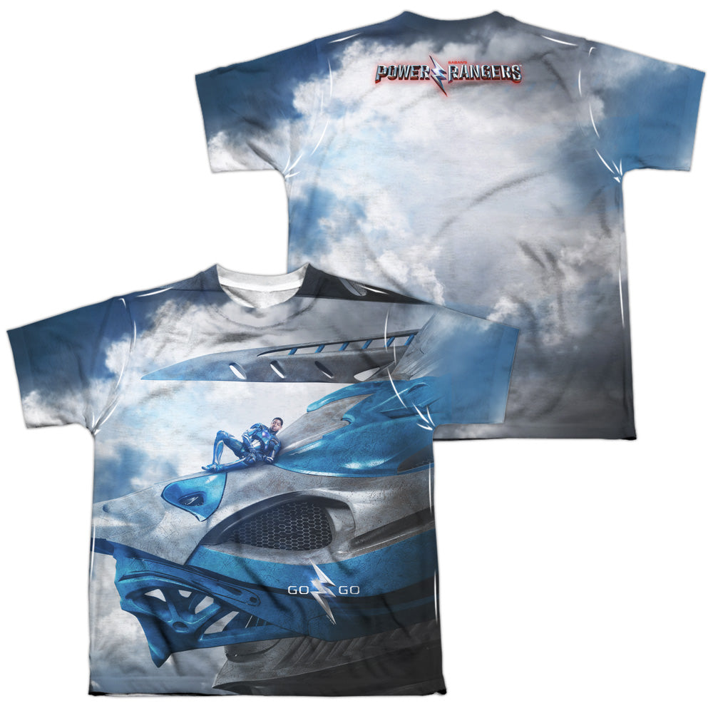 POWER RANGERS MOVIE/BLUE ZORD POSTER (FRONT/BACK PRINT) - S/S YOUTH POLY CREW - MULTI