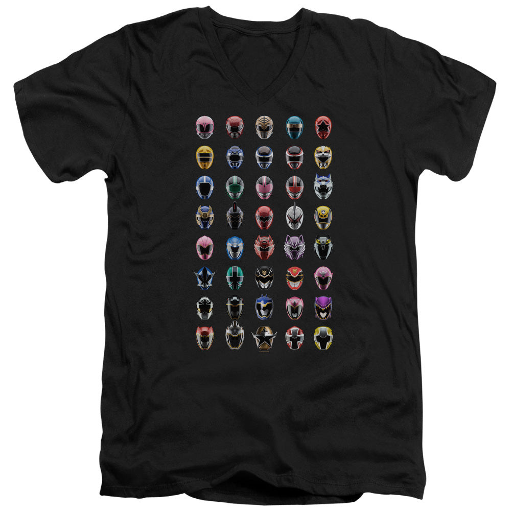 POWER RANGERS/VISUAL TIMELINE - S/S ADULT V-NECK 30/1 - BLACK