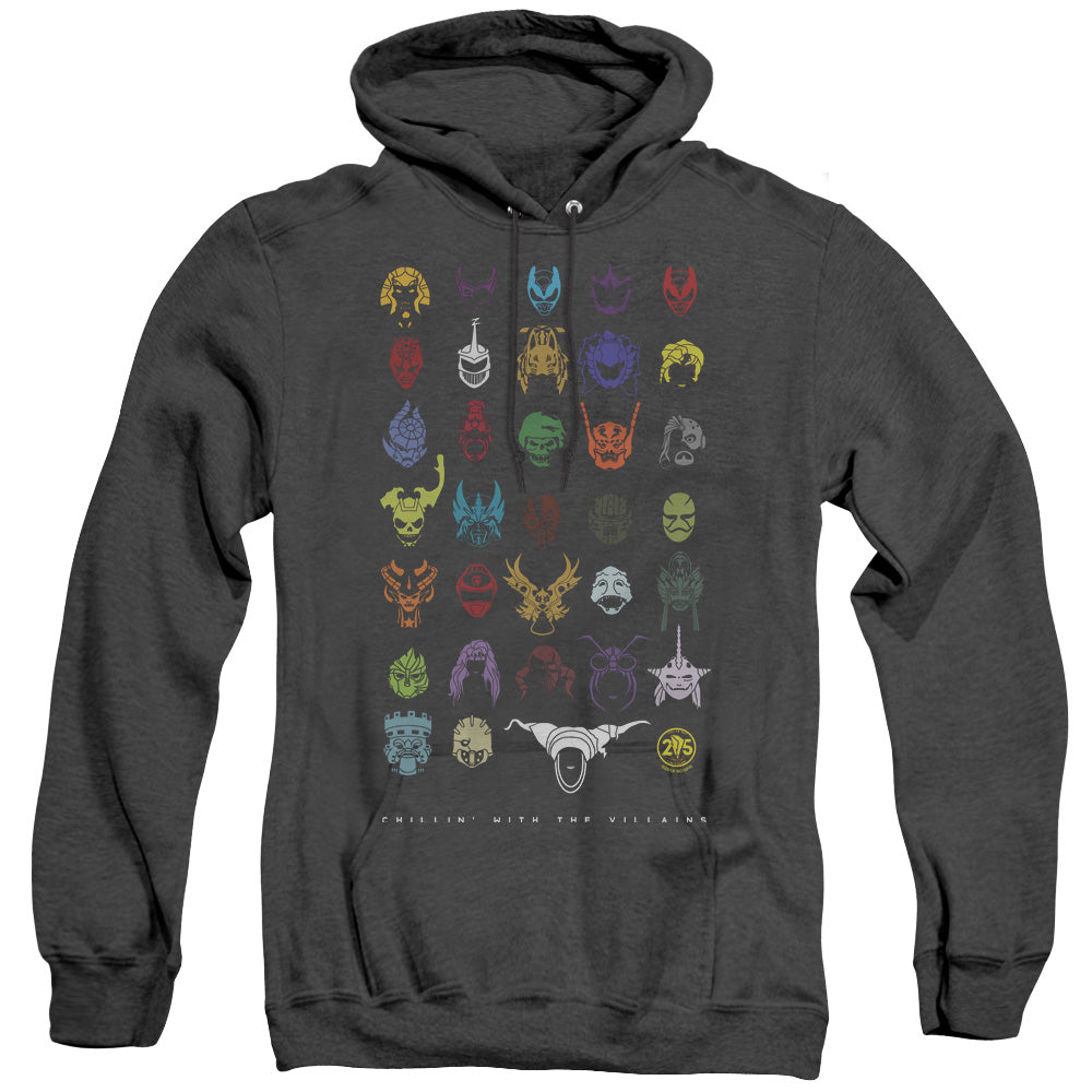 POWER RANGERS/VILLIANS - ADULT HEATHER HOODIE - BLACK