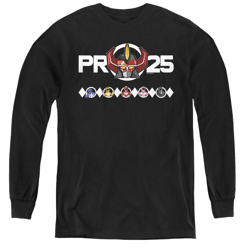 POWER RANGERS/MEGAZORD 25 - YOUTH LONG SLEEVE TEE - BLACK