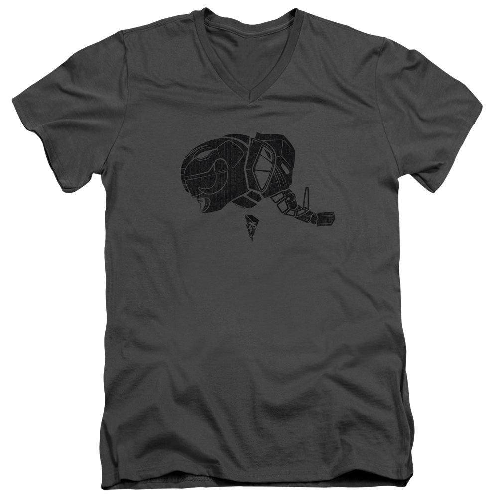POWER RANGERS/BLACK - S/S ADULT V-NECK 30/1 - CHARCOAL