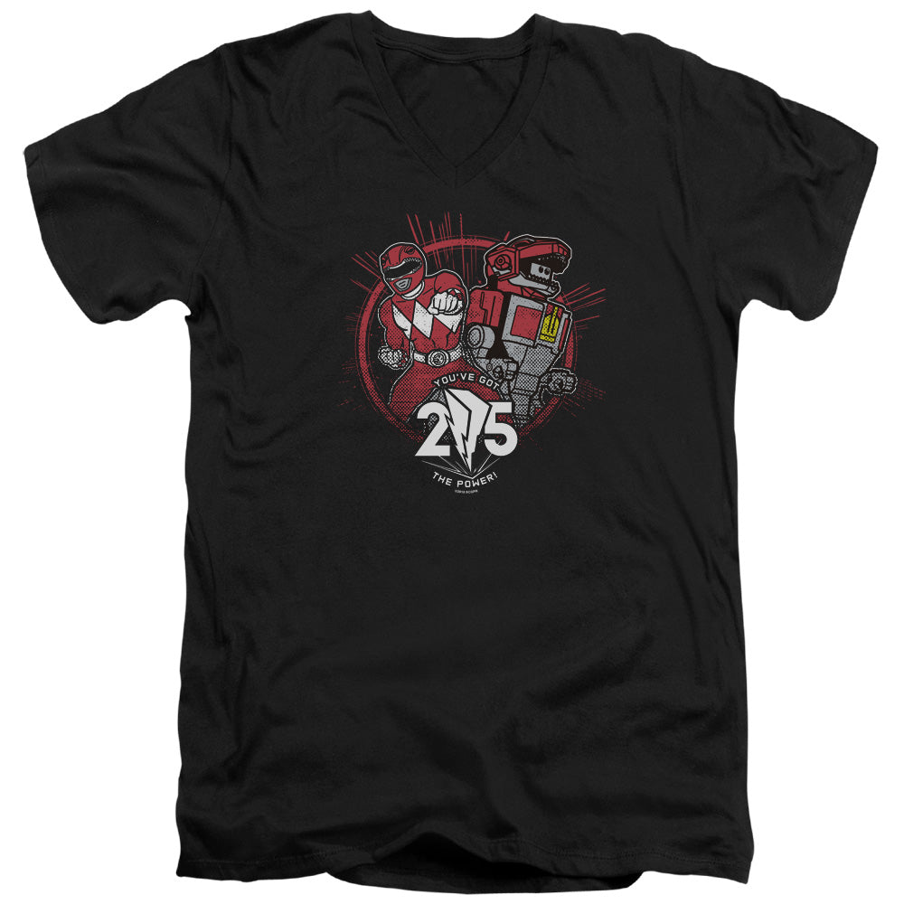 POWER RANGERS/RED 25 - S/S ADULT V-NECK 30/1 - BLACK