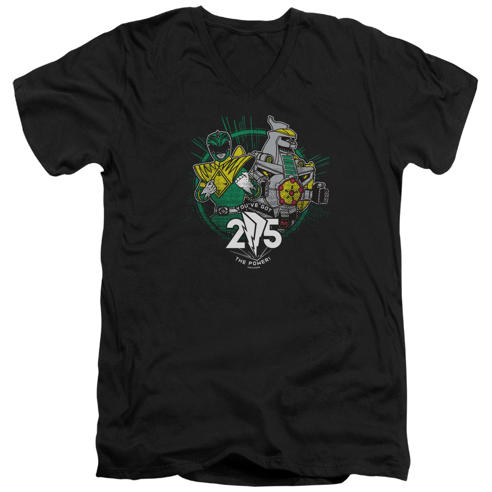 POWER RANGERS/GREEN 25 - S/S ADULT V-NECK 30/1 - BLACK