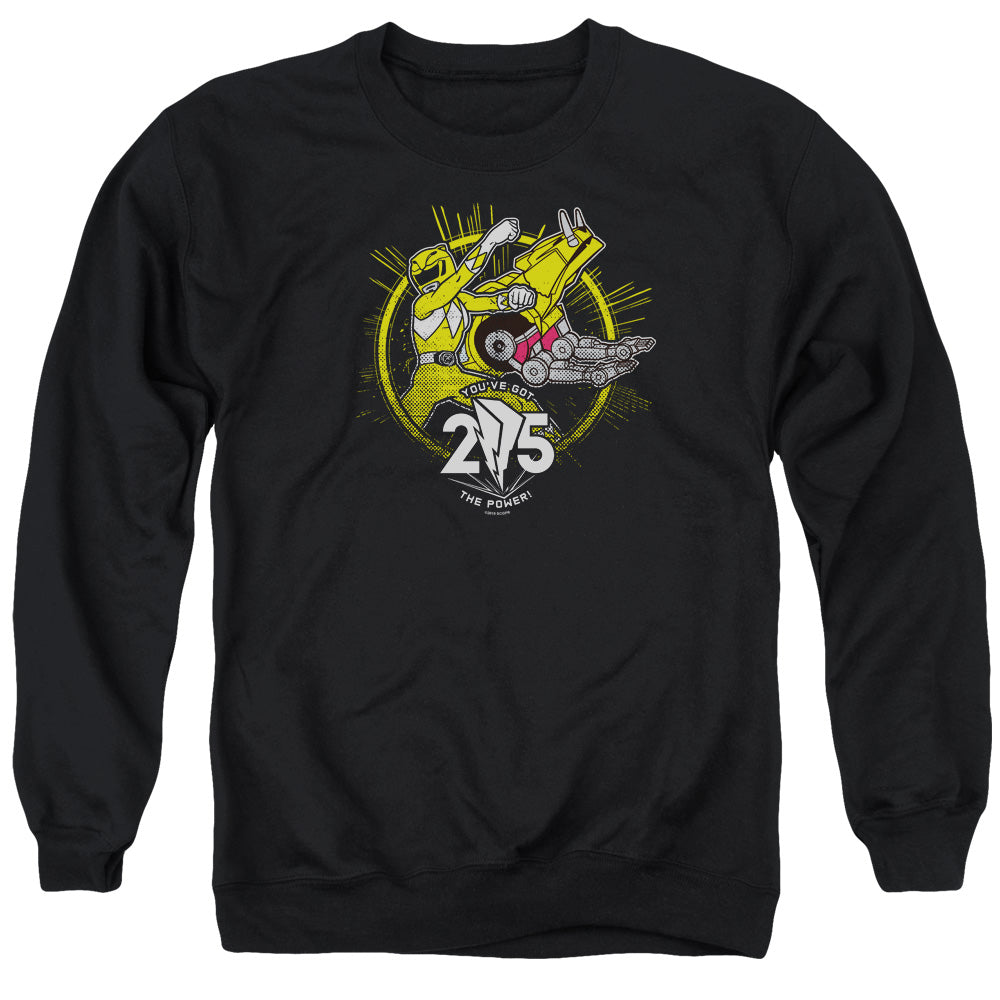 POWER RANGERS/YELLOW 25 - ADULT CREWNECK SWEATSHIRT - BLACK