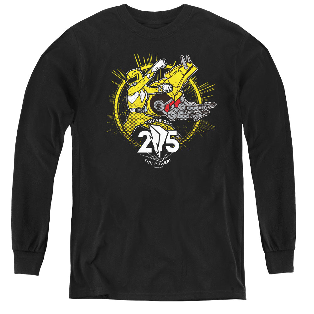 POWER RANGERS/YELLOW 25 - YOUTH LONG SLEEVE TEE - BLACK