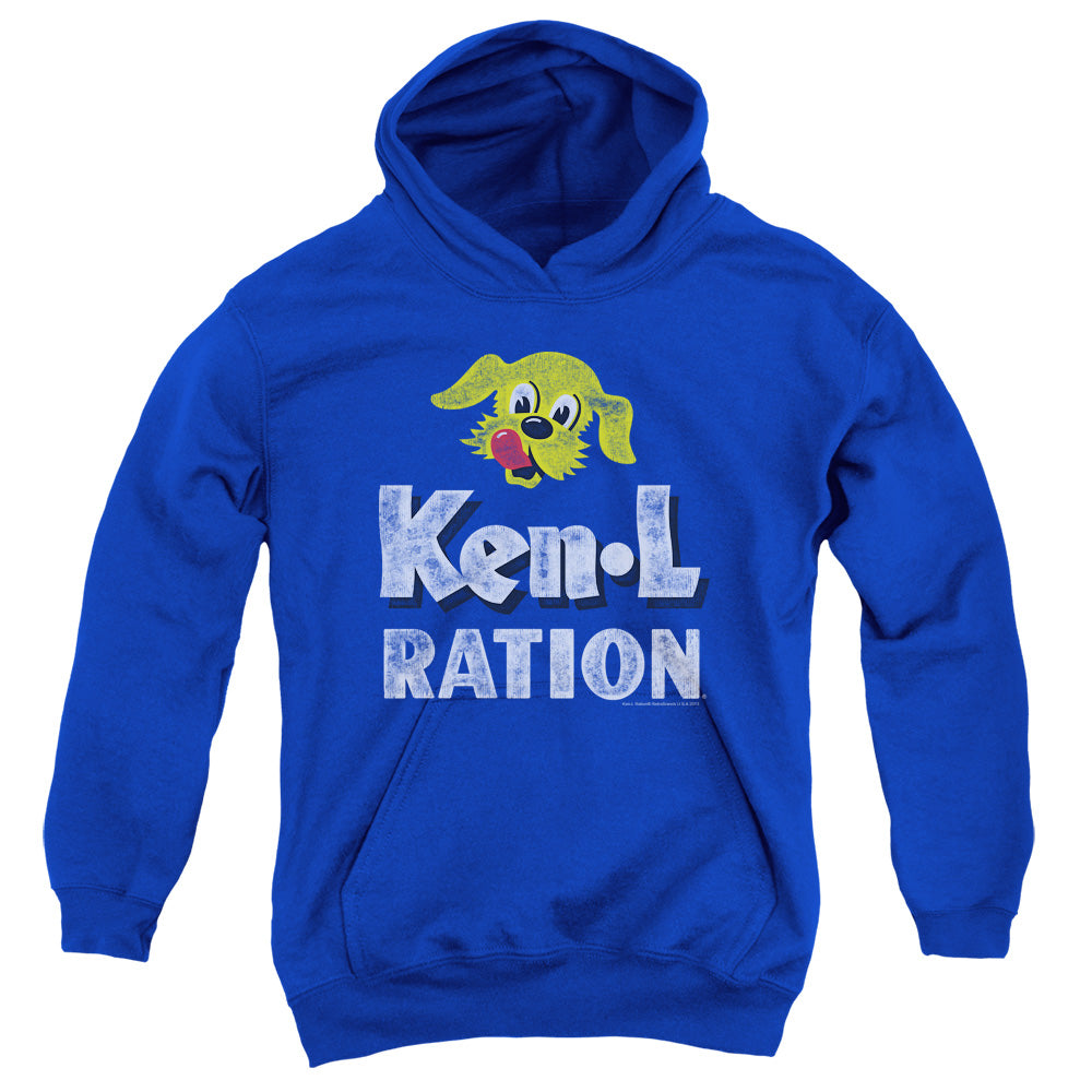 KEN L RATION/DISTRESSED LOGO - YOUTH PULLOVER HOODIE - ROYAL BLUE