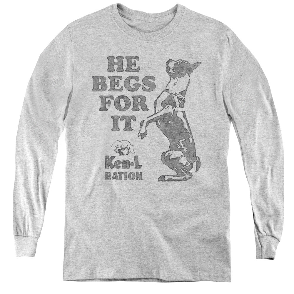 KEN L RATION/BEGS - YOUTH LONG SLEEVE TEE - ATHLETIC HEATHER