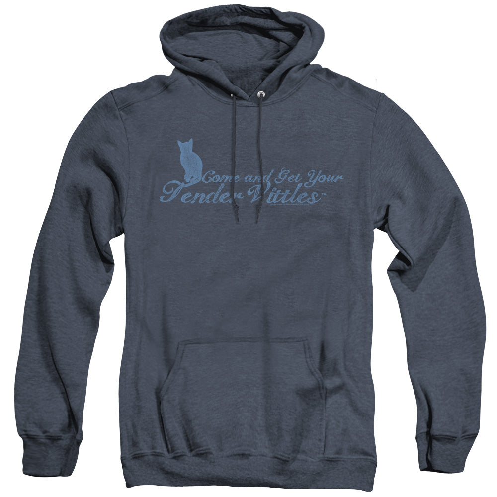 TENDER VITTLES/COME AND GET EM - ADULT HEATHER HOODIE - NAVY
